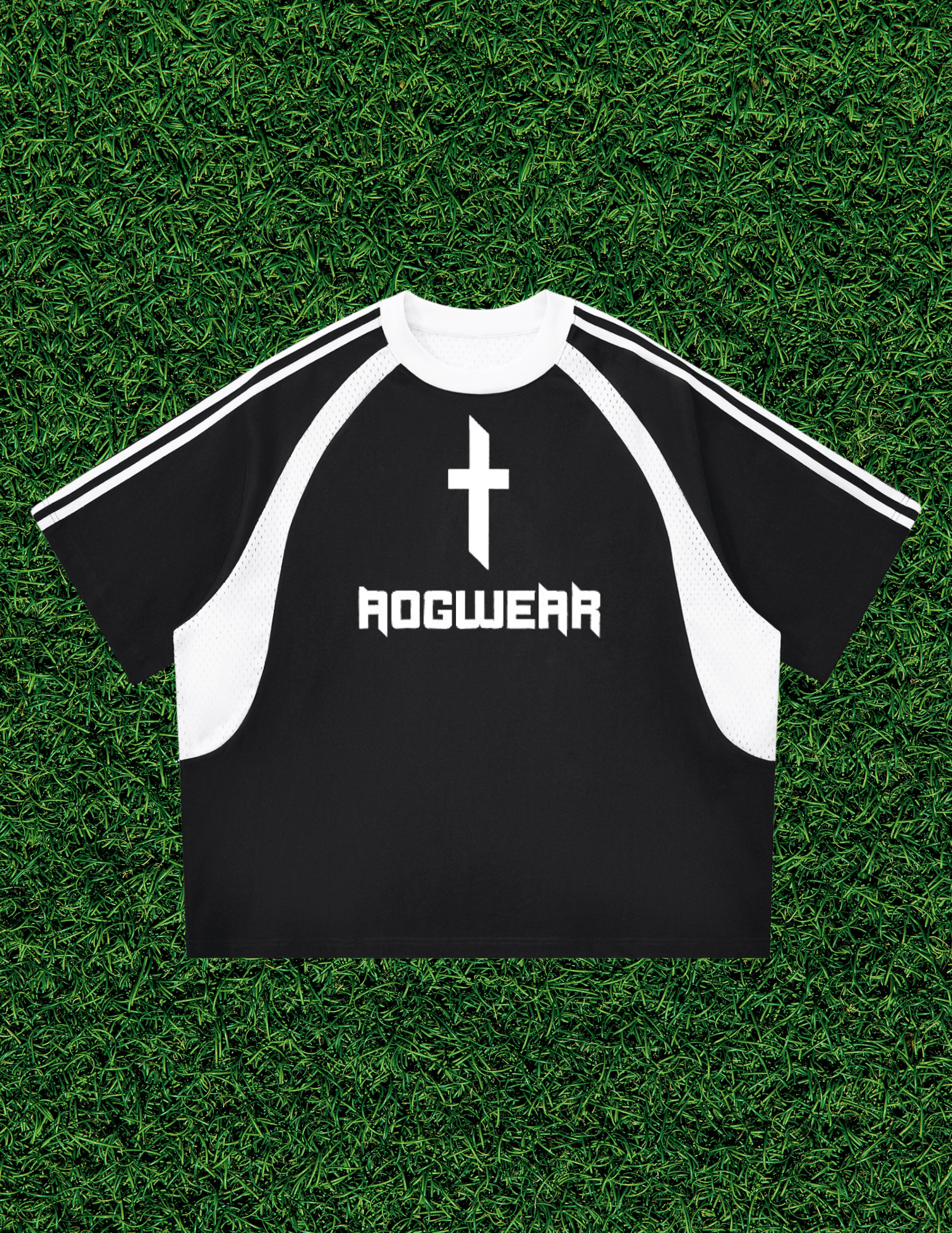 AOG Cross Jersey Tee, black colorway, front