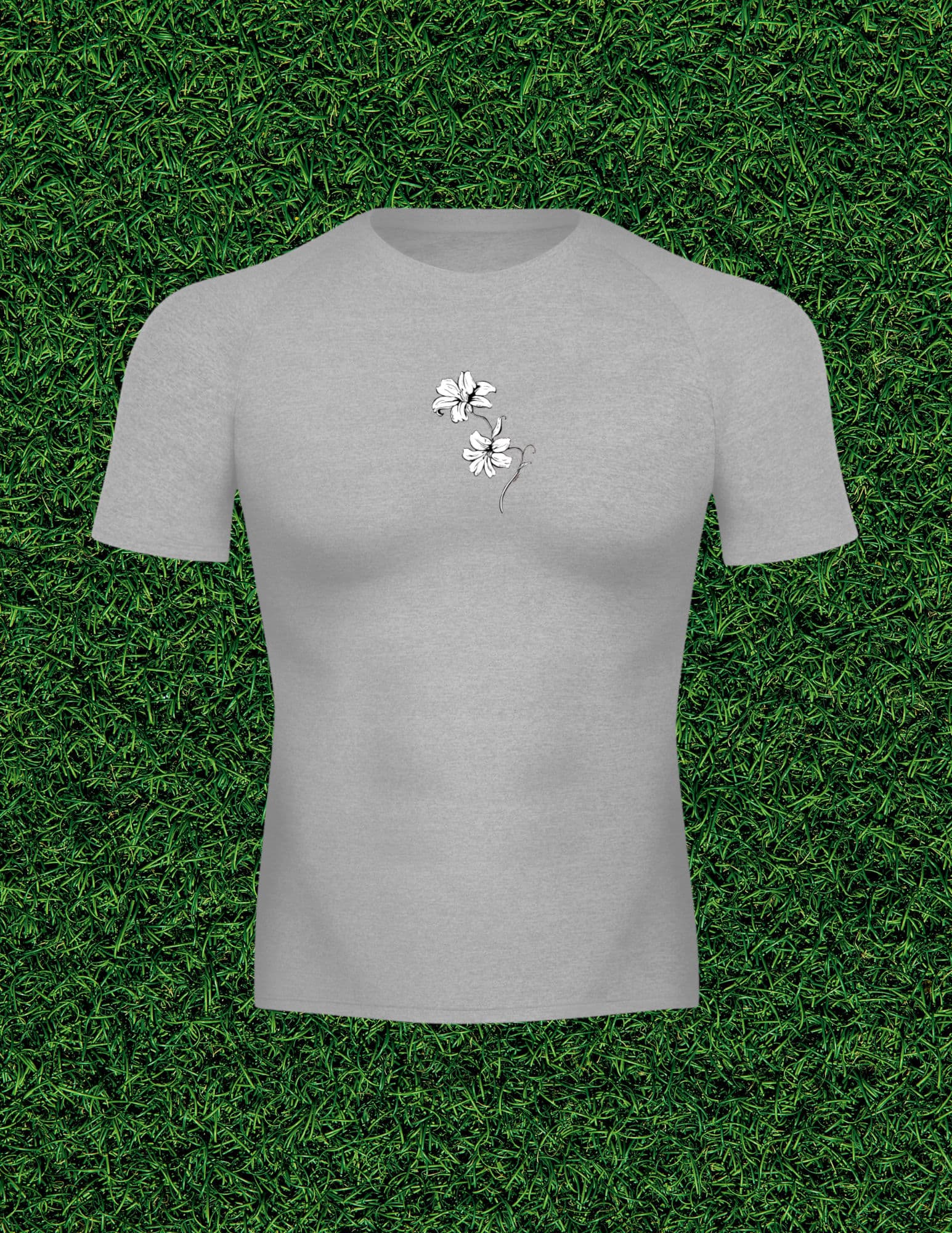 AOG 'Blossom Like a Lily' Performance Tee, grey colorway, front