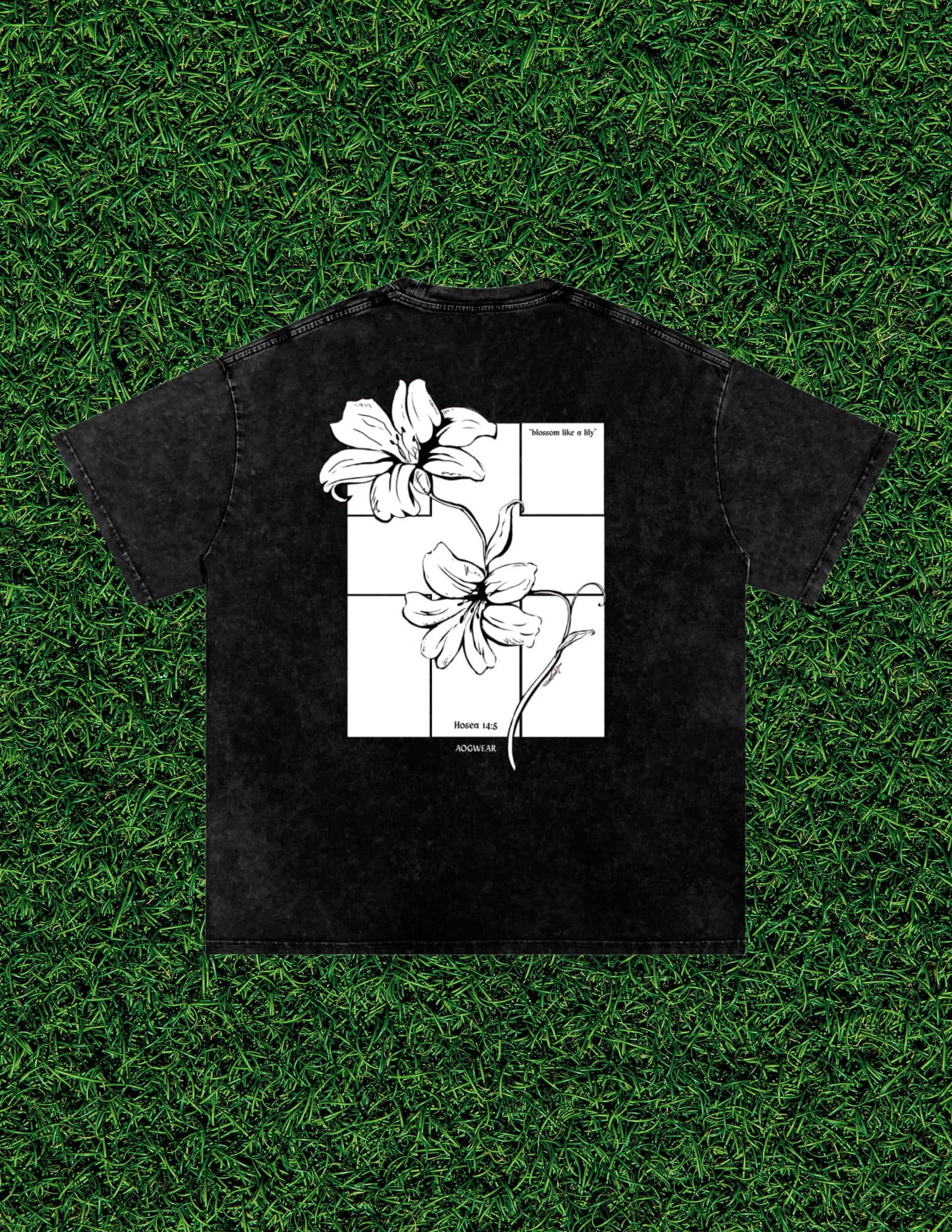 AOG 'Blossom Like a Lily' Tee, black colorway, back