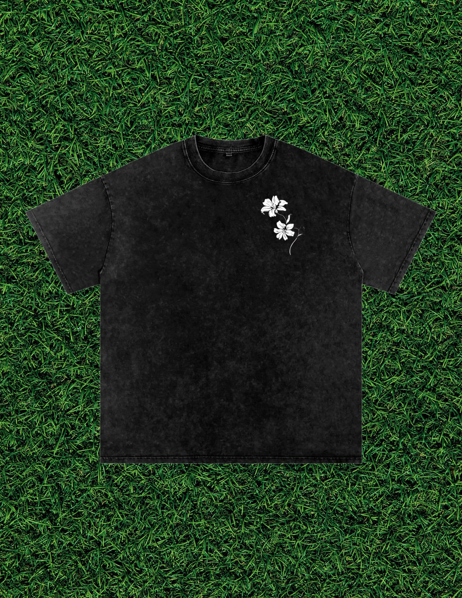 AOG 'Blossom Like a Lily' Tee, black colorway, front