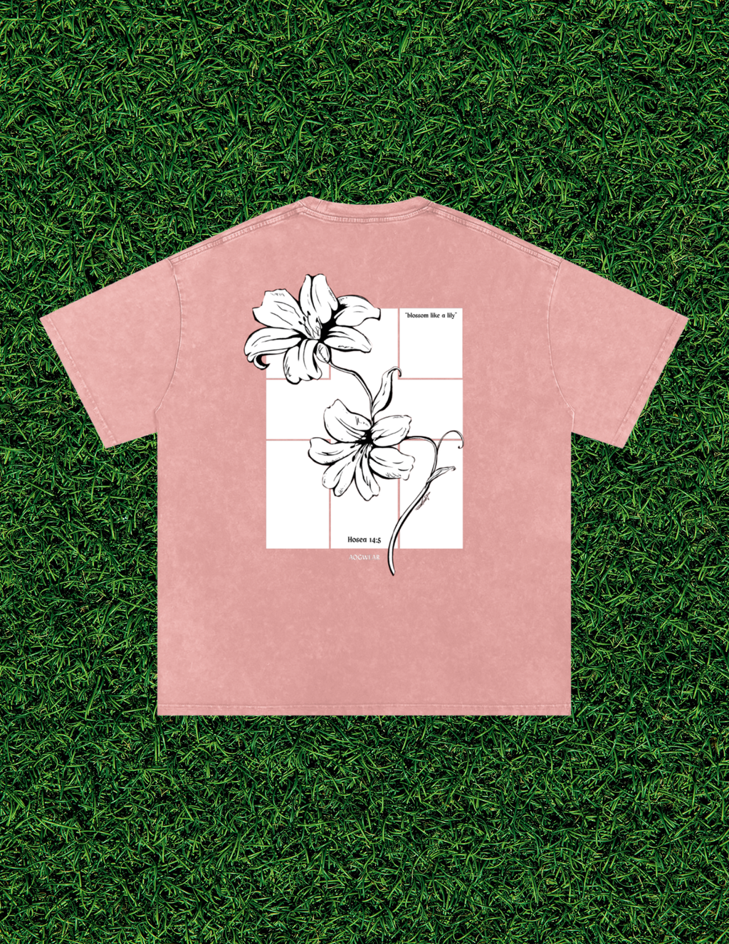 AOGWEAR "BLOSSOM LIKE A LILY" SNOW WASHED OVERSIZED PURE COTTON T-SHIRT.