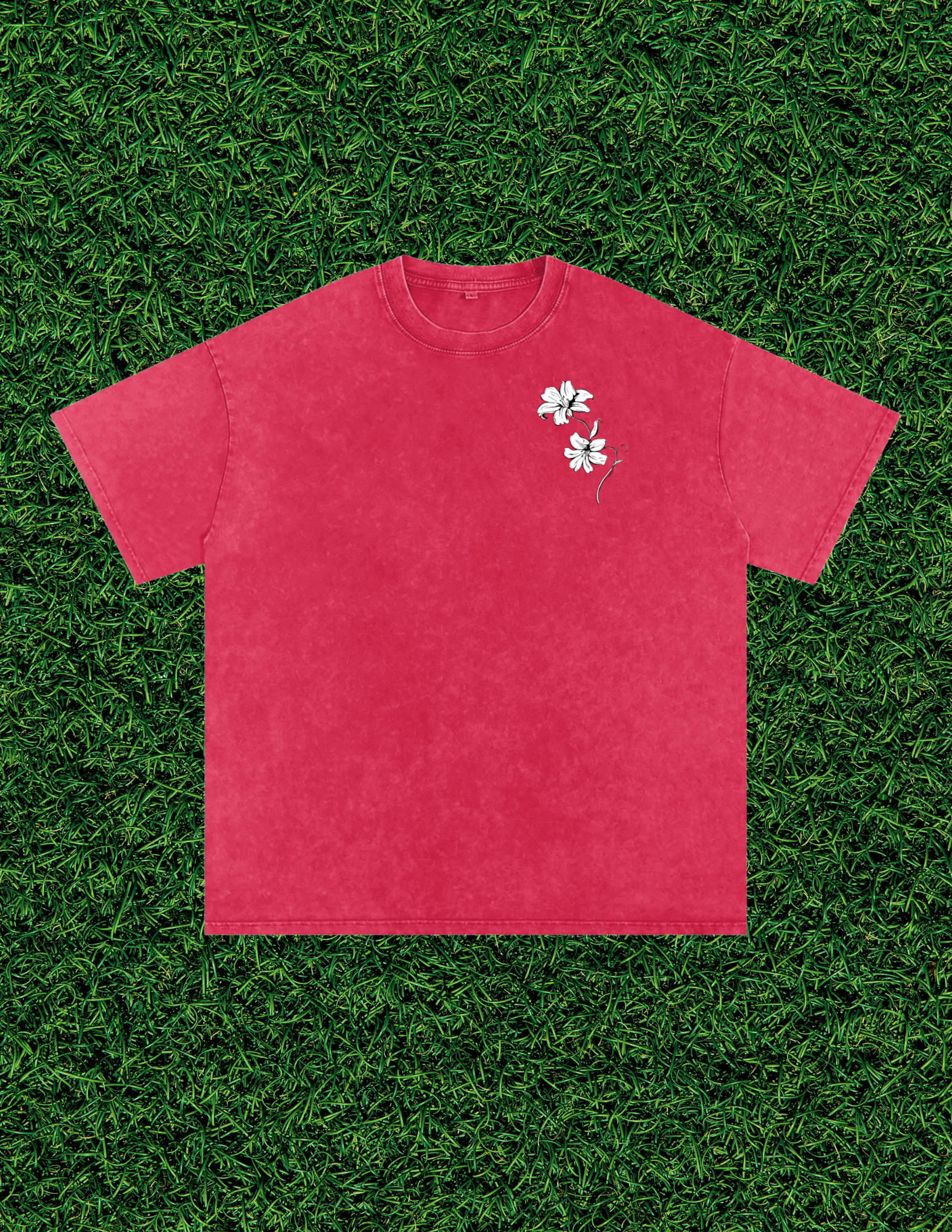 AOGWEAR "BLOSSOM LIKE A LILY" SNOW WASHED OVERSIZED PURE COTTON T-SHIRT.