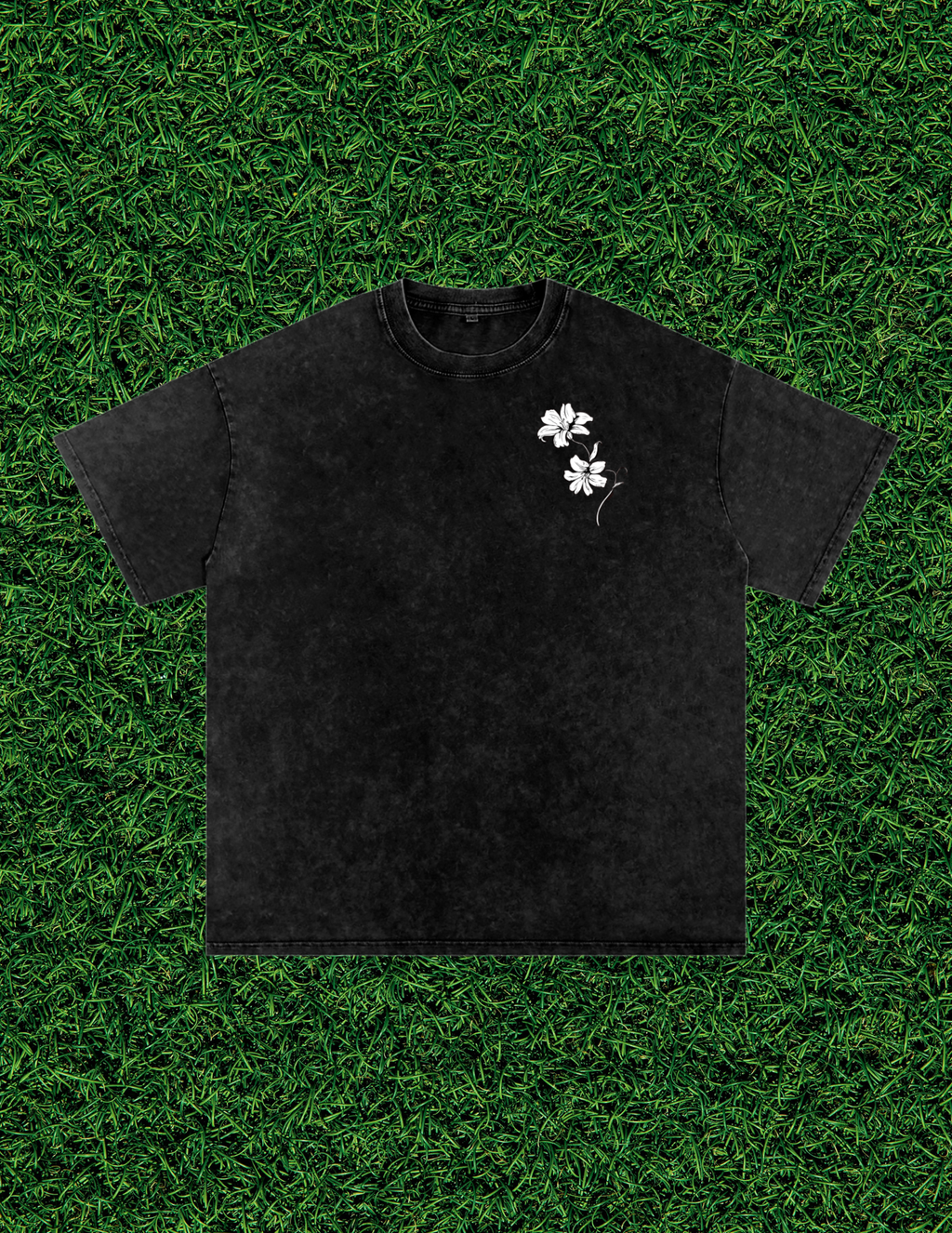 AOGWEAR "BLOSSOM LIKE A LILY" SNOW WASHED OVERSIZED PURE COTTON T-SHIRT.