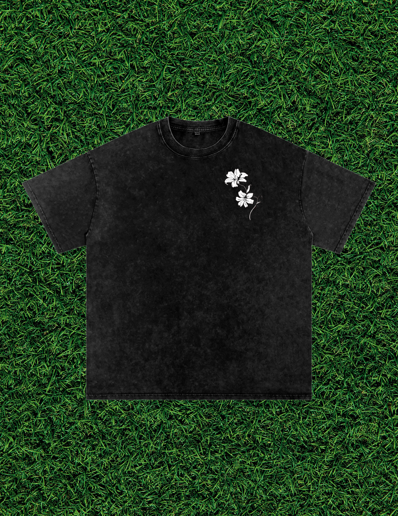 AOGWEAR "BLOSSOM LIKE A LILY" SNOW WASHED OVERSIZED PURE COTTON T-SHIRT.