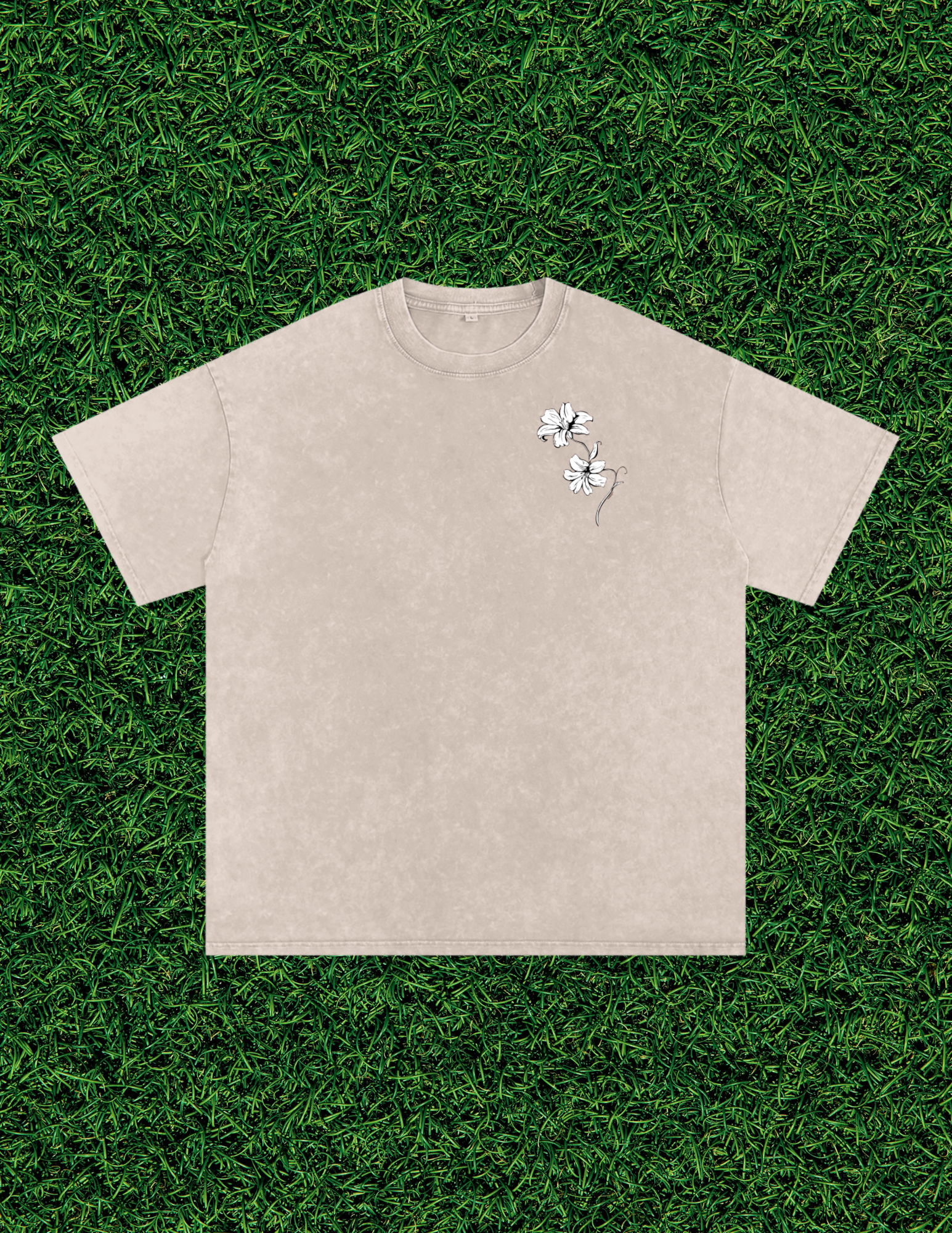AOGWEAR "BLOSSOM LIKE A LILY" SNOW WASHED OVERSIZED PURE COTTON T-SHIRT.