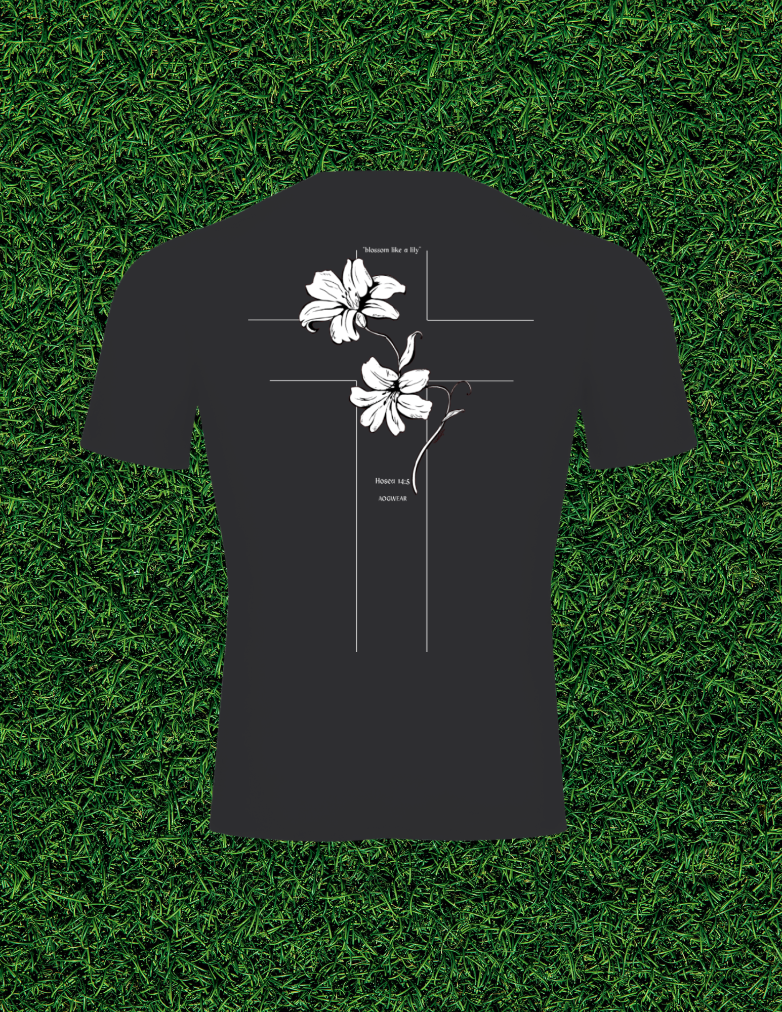AOGWEAR "BLOSSOM LIKE A LILY" PERFORMANCE SHORT SLEEVE T-SHIRT.