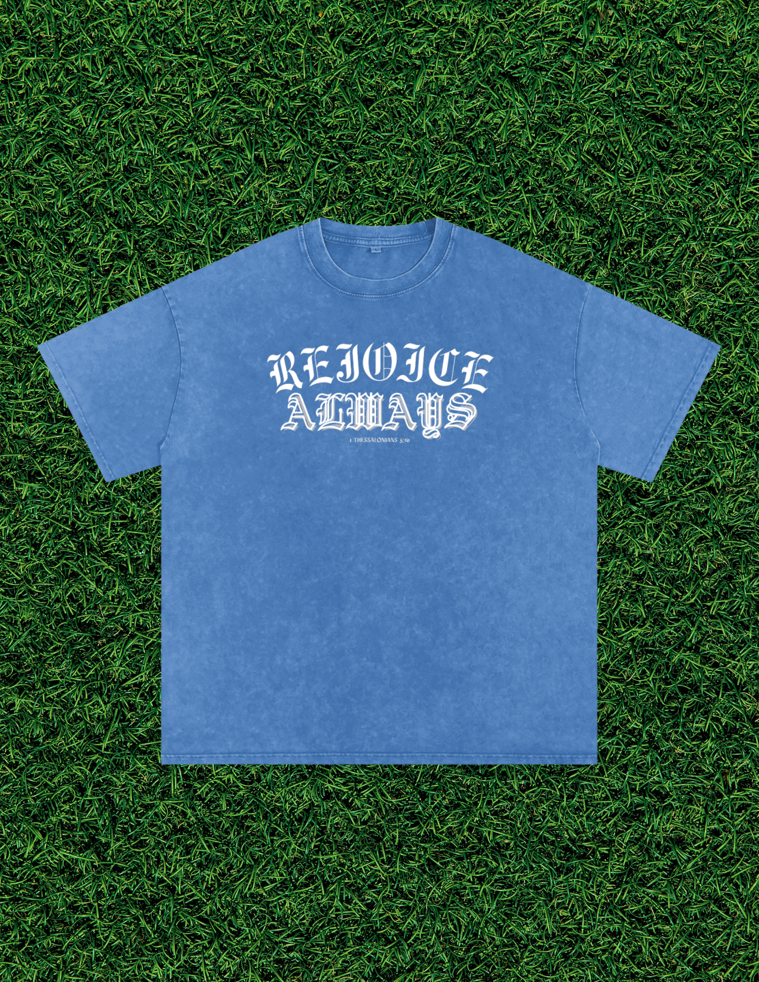 AOGWEAR "REJOICE ALWAYS" SNOW WASHED OVERSIZED PURE COTTON T-SHIRT.