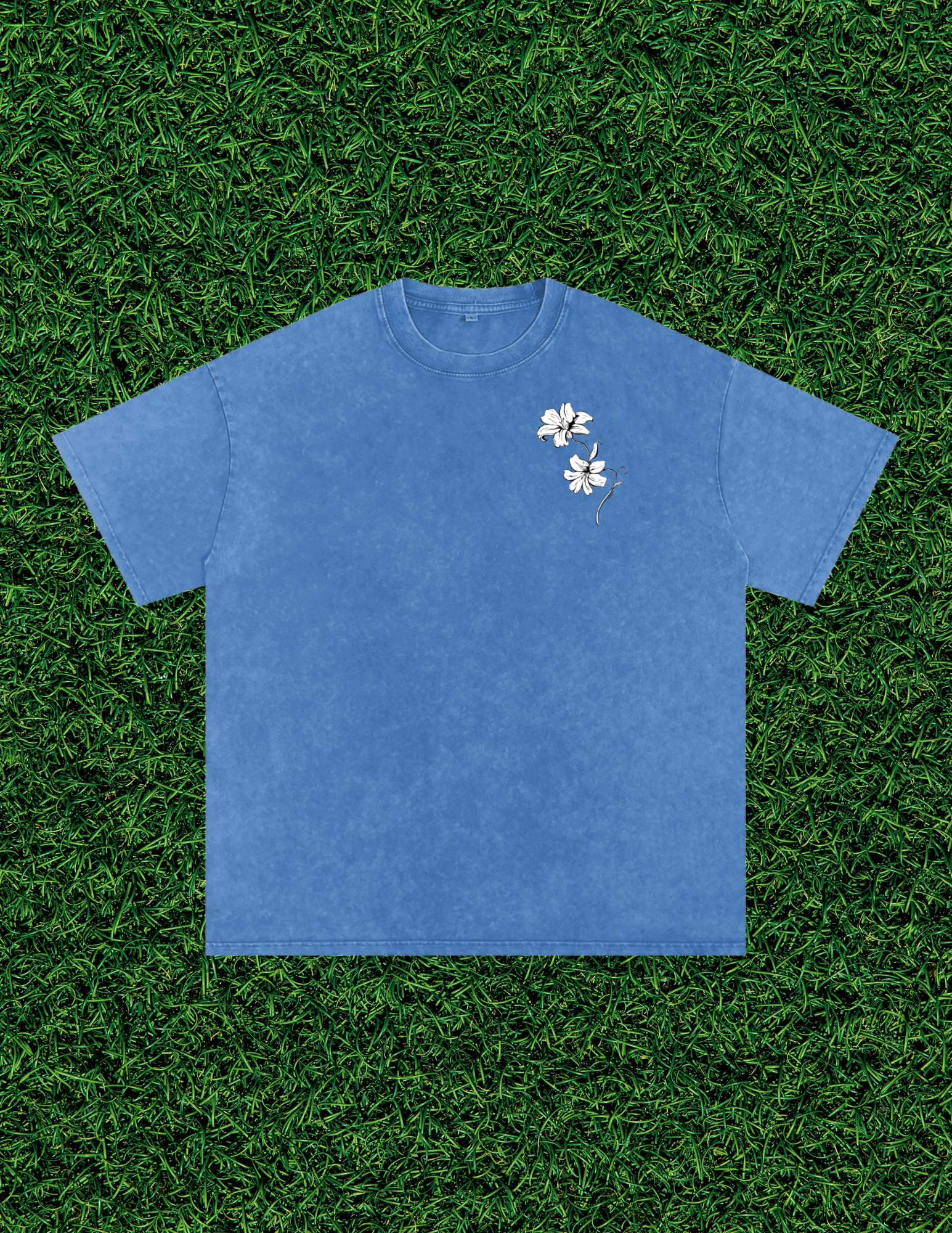 AOGWEAR "BLOSSOM LIKE A LILY" SNOW WASHED OVERSIZED PURE COTTON T-SHIRT.