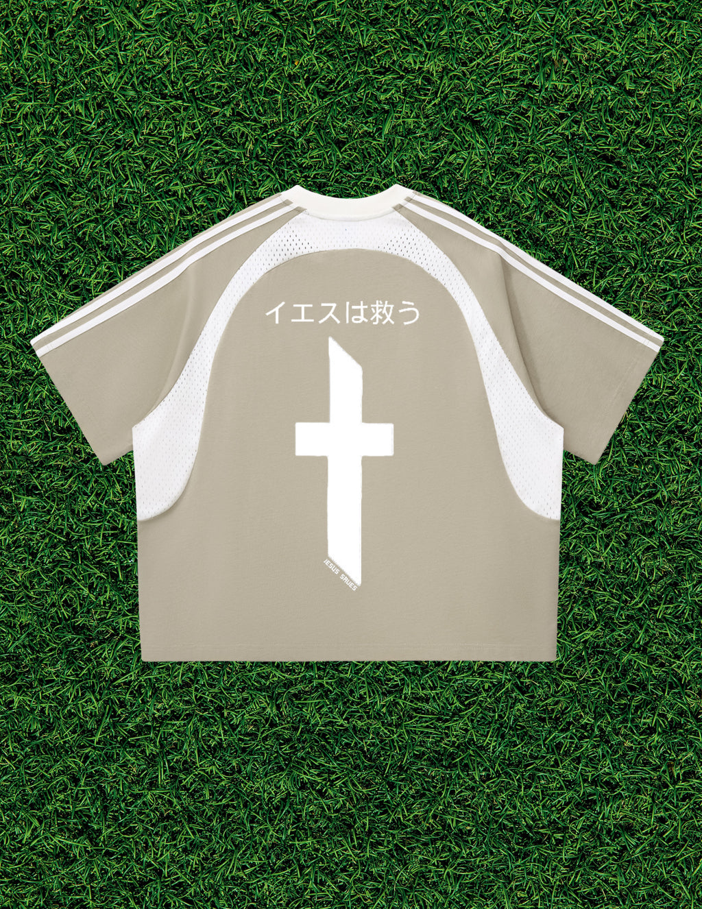 AOGWEAR "JESUS SAVES" IN JAPANESE. JERSEY MESH STYLE.
