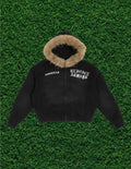 AOGWEAR "REJOICE ALWAYS" SUN FADE BOXY DETACHABLE FUR HOODIE.