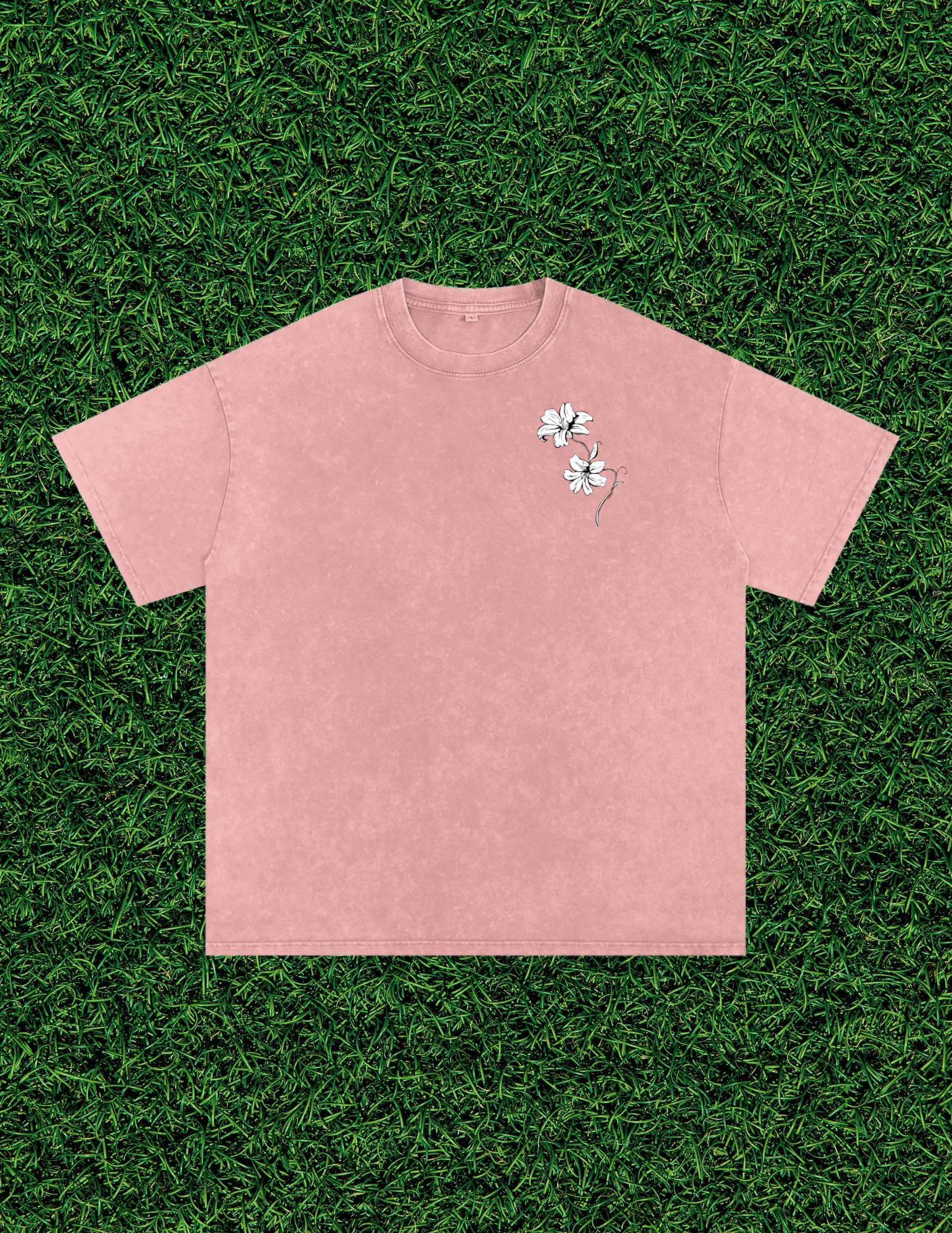 AOGWEAR "BLOSSOM LIKE A LILY" SNOW WASHED OVERSIZED PURE COTTON T-SHIRT.