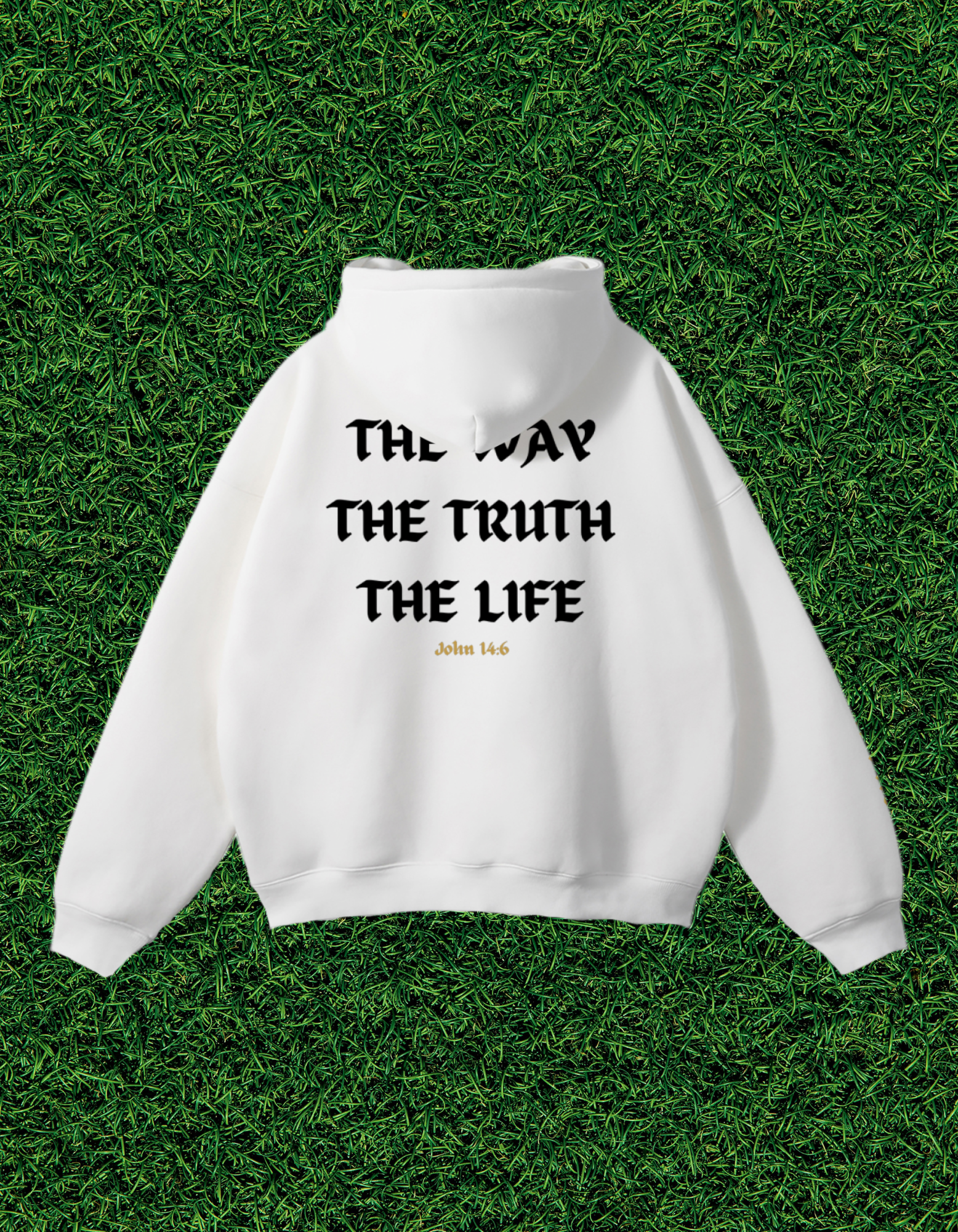 AOGWEAR "JESUS IS THE WAY" STREETWEAR OVERSIZED FLEECE HOODIE DESIGN EDITION. (WHITE)