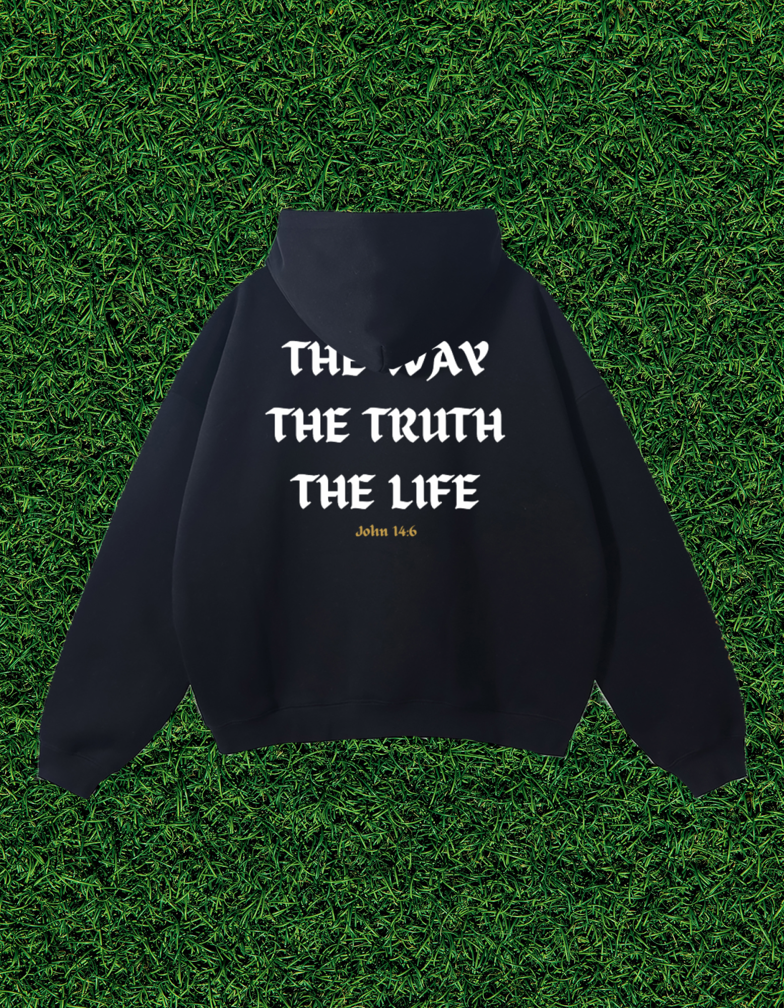 AOGWEAR "JESUS IS THE WAY" STREETWEAR OVERSIZED FLEECE HOODIE DESIGN EDITION. (BLACK)