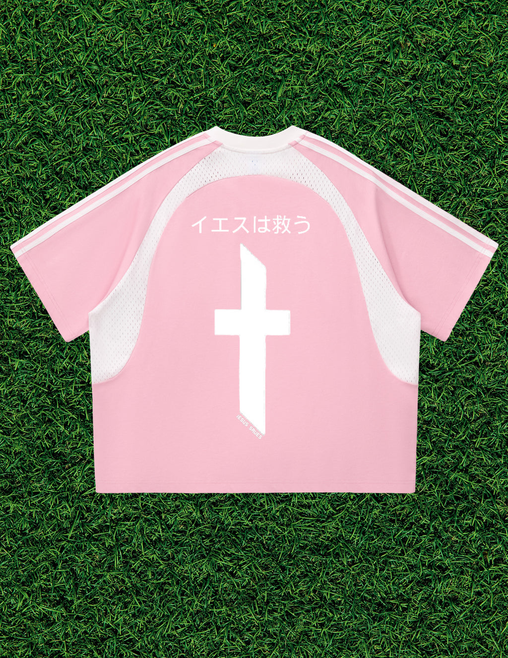 AOGWEAR "JESUS SAVES" IN JAPANESE. JERSEY MESH STYLE.