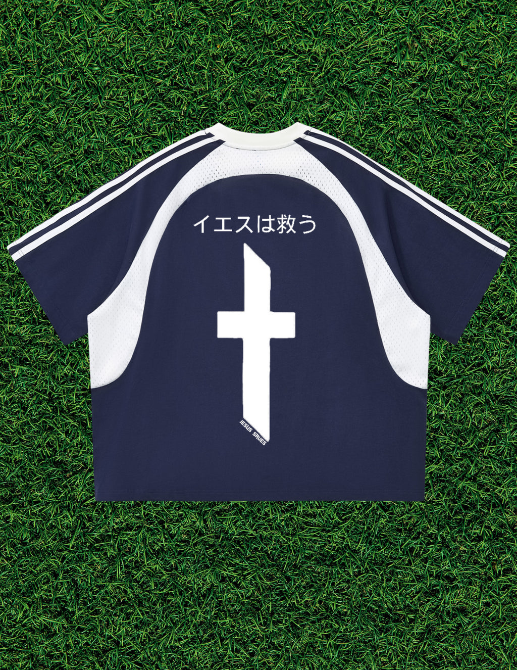 AOGWEAR "JESUS SAVES" IN JAPANESE. JERSEY MESH STYLE.