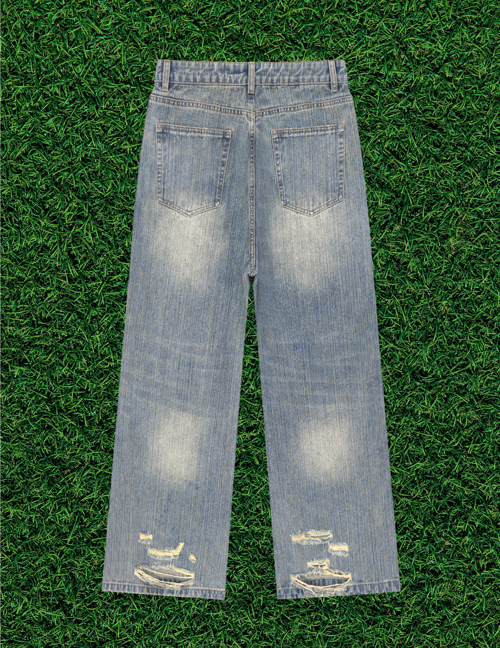 AOGWEAR "JESUS SAVES" VINTAGE WASHED DENIM JEANS.  (Prototype)